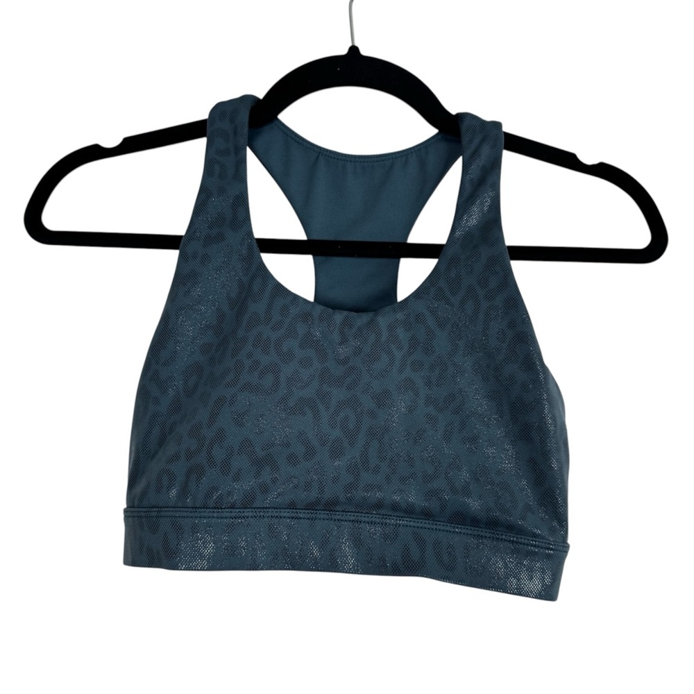 All Fenix Sports Bra Size S Racerback Leopard Print Mesh Metallic